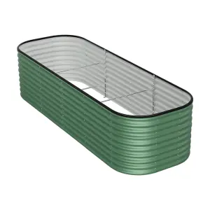 240cm W x 80cm D Oval-Shaped Galvanized Steel Raised Garden Bed Outdoor Use Only,  Light Green