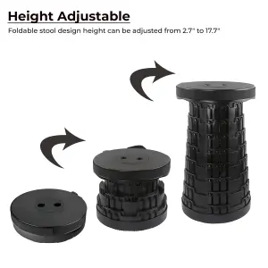 Black Portable Telescopic Stool, Collapsible Plastic Stool for Hiking, Fishing, Camping