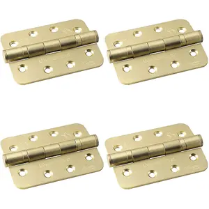 4 PACK - PAIR Grade 13 Heavy Duty Ball Bearing P Hinge RADIUS 107 x 77mm Satin Brass Door