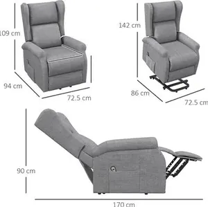 HOMCOM Power Lift Chair For The Elderly With Remote Control, Fabric Electric Recliner Chair For Living Room, Grey | Aosom UK