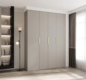 Elegant Cashmere Como IV Hinged Door Wardrobe H2460mm W1800mm D500mm, Four Doors, Sixteen Shelves, Two Hanging Rails, Gold Handles