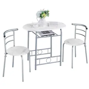 Yaheetech 3 Piece Modern Round Dining Table Set White (L) 80cm x (W)53cm