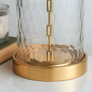 Geometric Glass Table Lamp Brass Trim BASE ONLY Modern Bedside Feature Light