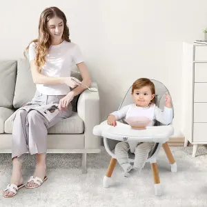 4 in 1 Baby High Chair Infant Child Feeding Seat Highchair w/ Food Tray Safety Belt