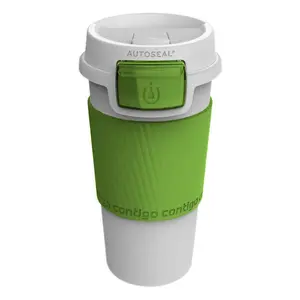 Interiors By Premier Spill Proof White Citron Auto Seal Mug, Leak Proof Thermal Cup For Travel, Functional Insulated Coffee Mug