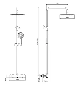 Round Chrome Thermostatic Dual Control Twin Head Shower Mixer Ultra Thin + Kit