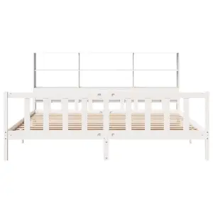 Berkfield Bookcase Bed without Mattress White 180x200 cm Super King Solid Wood Pine