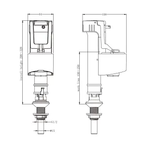 Flomasta Bottom inlet valve Brass & plastic Bottom entry Float Fill valve 15mm