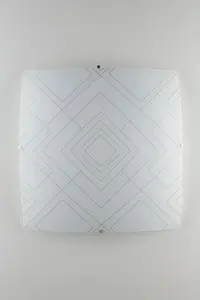 Luminosa Vector Decorative Flush Ceiling Light, Glossy White Glass, E27