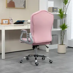 Vinsetto Home Office Chair with Adjustable Height Tilt Function Pink