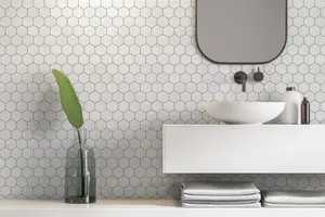 Wall Tile Hexagon 30.5x30.5cm White 5 Tiles Per Pack