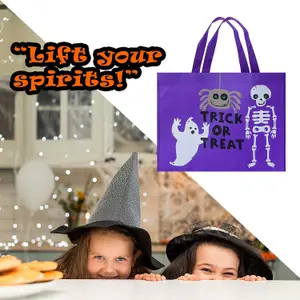 Halloween Shopper Bag Trick or Treat 40cm x 32cm Purple Trick Or Treat