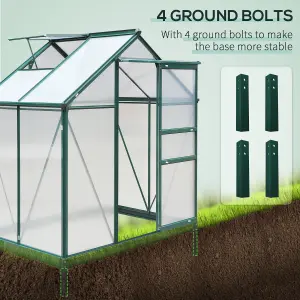 Outsunny 6x4ft Walk-In Polycarbonate Greenhouse Plant Grow Galvanized Aluminium