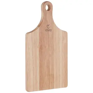 Interiors by Premier Small Rubberwood Paddle Chopping Board, Cutting Board for Kitchen, Stylish Natural Wood Chopping Board