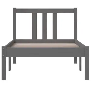 Berkfield Bed Frame Grey Solid Wood 75x190 cm Small Single