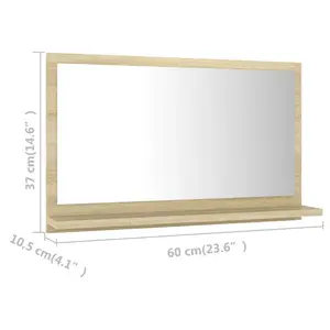 Dorlene Framed Wall Mounted Bathroom Mirror Sonoma Oak / 60 cm