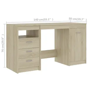 Berkfield Desk Sonoma Oak 140x50x76 cm Engineered Wood