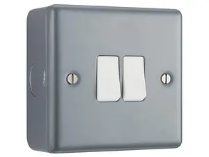 BG Metal Clad 20A Industrial Double Switch, 2 Way, Scratch Resistant