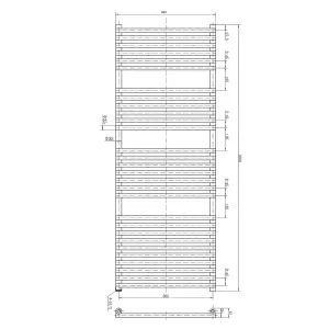 Sutton Chrome Heated Towel Rail - 1600x600mm