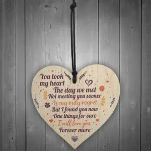 Red Ocean Wedding Anniversary Valentines Handmade Wooden Heart Chic Sign Wedding Gifts For Her Him Boyfriend Girlfriend