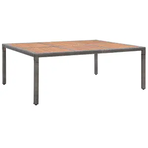 Berkfield Garden Table Grey 200x150x74 cm Poly Rattan and Acacia Wood