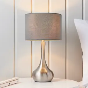 Anson Lighting Leahurst Table light finished in Satin nickel plate and grey fabric