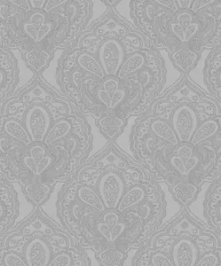 Galerie Emporium Silver Mehndi Damask Embossed Wallpaper