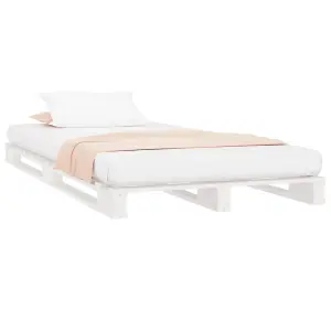 Berkfield Pallet Bed White 75x190 cm Small Single Solid Wood Pine