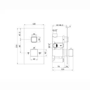 ENKI Milan Chrome Square Single Outlet Solid Brass Thermostatic Shower Valve TSV001