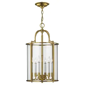 Elstead Gentry 6 Light Large Ceiling Lantern Pendant Polished Brass, E14