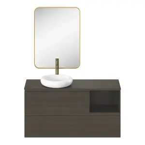 GoodHome Tisa Gold effect Rectangular Wall-mounted Bathroom Mirror (H)60cm (W)80cm