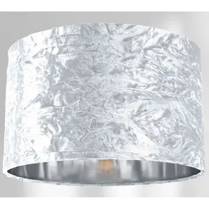 Modern Crushed Velvet Lamp Shade with Shiny Paper Inner White / 15cm H x 20cm W x 20cm D