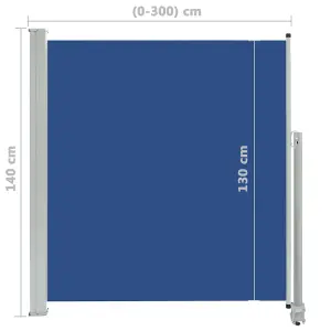 Berkfield Patio Retractable Side Awning 140 x 300 cm Blue