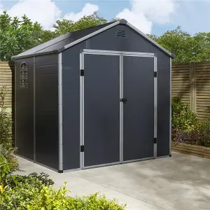 8 x 6 Double Door Apex Plastic Shed (Dark Grey)