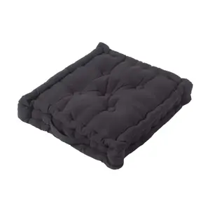 Homescapes Cotton Black Floor Cushion, 50 x 50 cm