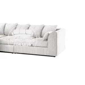 Luxor Silver Jumbo Cord Large 5 Seater Corner Sofa Long Left Hand Facing