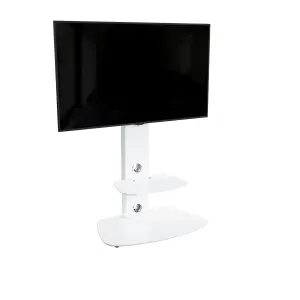 AVF Lucerne 70cm Curved Pedestal TV Stand, for TVs 32-65" - Satin White