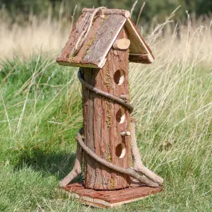 Natural Bark Three Tier Bird House Nesting Box Decorative Garden Wood Bird Nesting Box