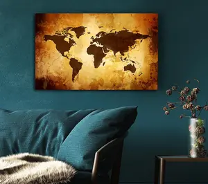 Map Of The World 12 Canvas Print Wall Art - Medium 20 x 32 Inches