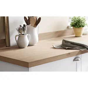 GoodHome Kala Matt Brown Oak effect Laminate & particle board Upstand (L)3000mm