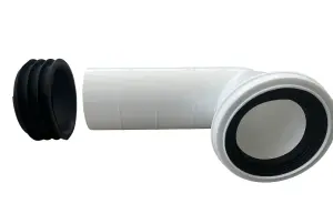 Bent WC Toilet Pan Connector 4'' (100mm/110mm) - 90 Degree Toilet Seal, Rigid Waste Pipe Connector Pan Connector. FREE DELIVERY