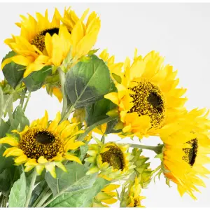 Artificial Sunflower Stems - 6 Pack Bundle, 3 Flower Heads Per Stem