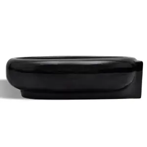 Ceramic Bathroom Sink Basin Faucet/Overflow Hole Black Round