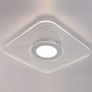 Energy Saving LED Ceiling Light, Square Acrylic Shade, Natural White (4000K), Non Dimmable