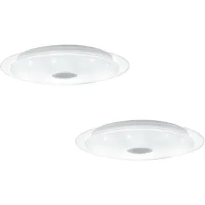 2 PACK Wall Flush Ceiling Light White Shade White Chrome Crystal Effect LED 36W