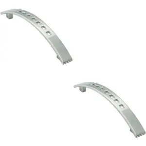 2x Curved Bow Cabinet Pull Handle 162 x 16mm 128mm Fixing Centres Chrome