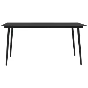 Berkfield Garden Dining Table Black 190x90x74 cm Steel and Glass