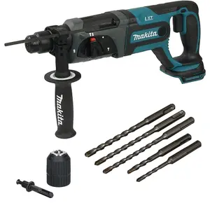 Makita DHR241Z 18V LXT SDS Lithium 3 Mode SDS+ Rotary Hammer Drill + Chuck +Bits