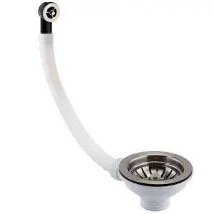 Newbury Stainless Steel Dual Lever Kitchen Sink Mixer & Basket Strainer (Round Overflow)