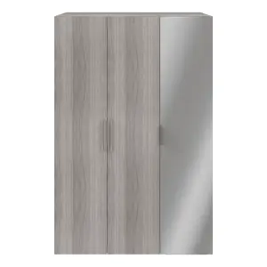 GoodHome Atomia Freestanding Matt grey oak effect Chipboard Mirrored Triple Wardrobe (H)2250mm (W)1000mm (D)580mm